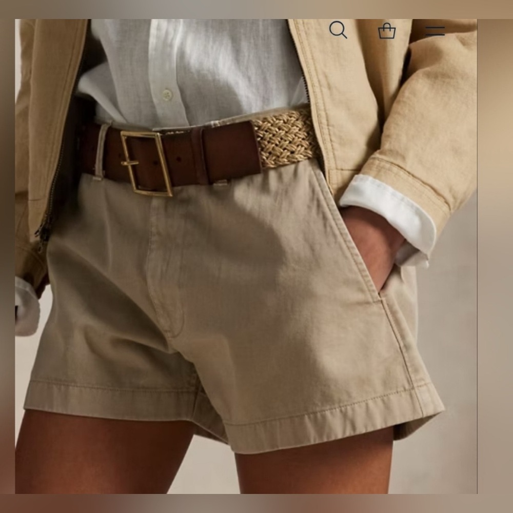 Polo Ralph Lauren Khaki Chino Shorts Sz 31 6" Inseam 100% Cotton Womens